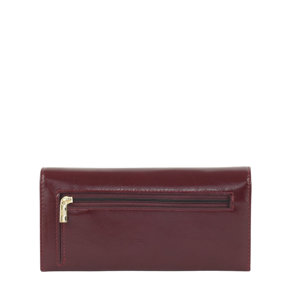 Women’s Red Link Clasp Long Wallet with Gold Tone Detail