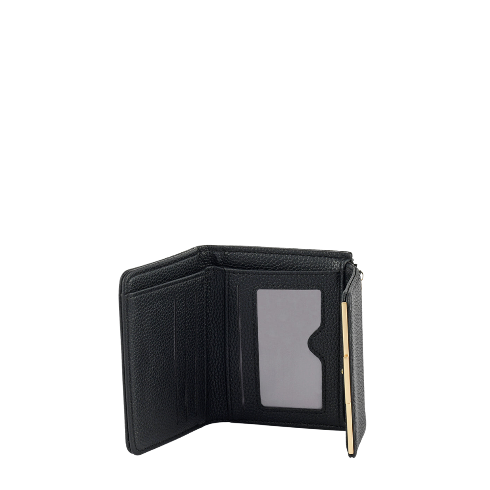 Women’s Black Soft Square Long Wallet with Wristlet Strap