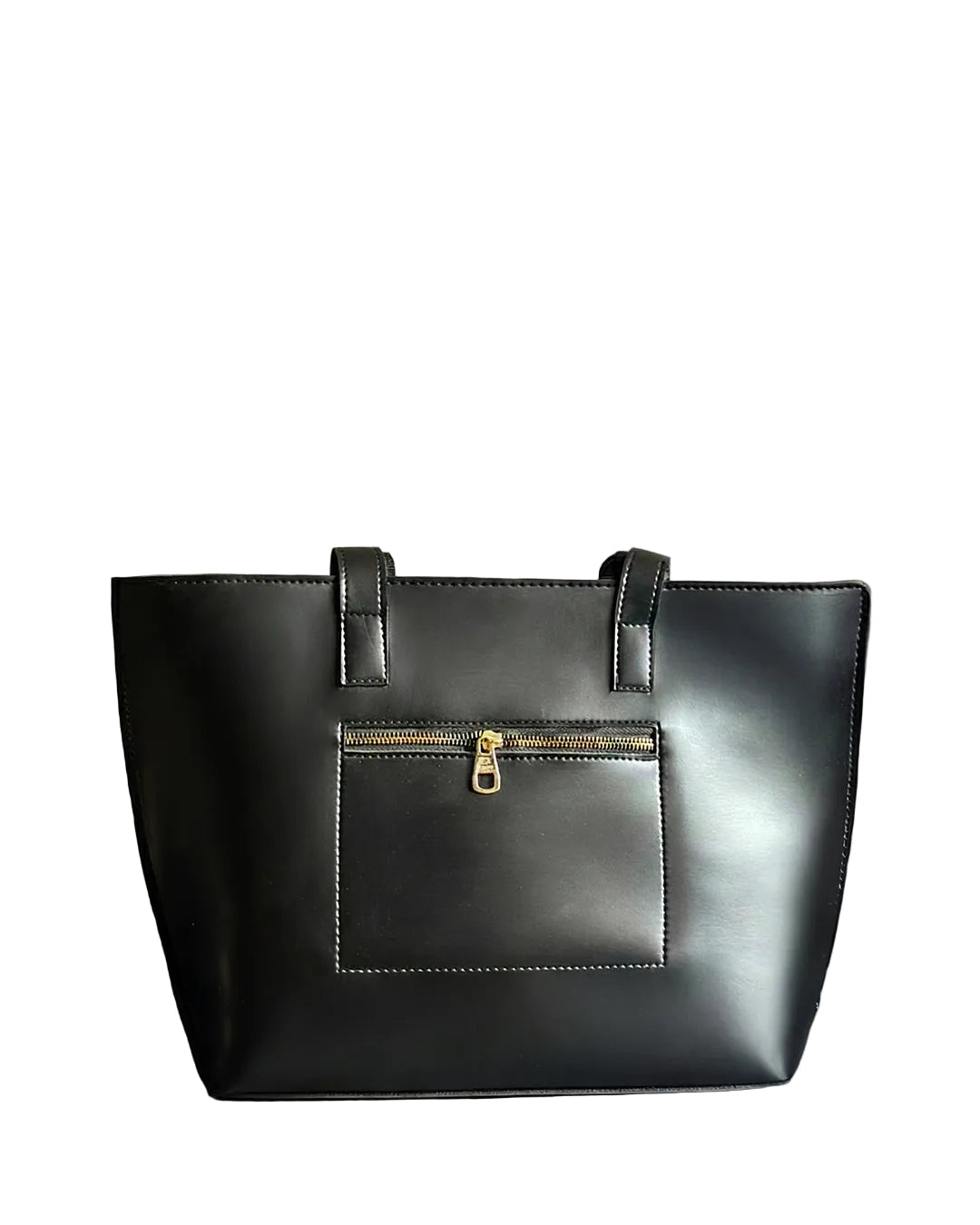 Alexa Messenger Tote Bag Black Structured Handbag with Zip Closure