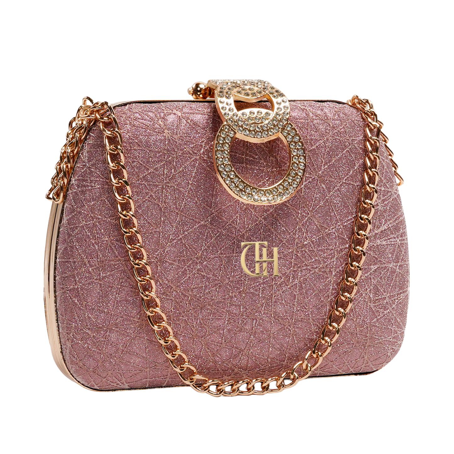 Celestial Clutch Pink Evening Bag with Chain Strap