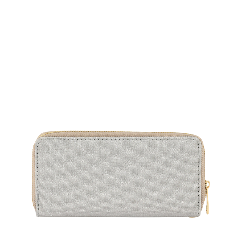 Silver Ease Shimmer Wristlet Wallet with Zip Closure