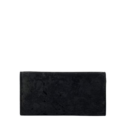 Women's Black Velvet Clutch with Detachable Gold Tone Chain Strap