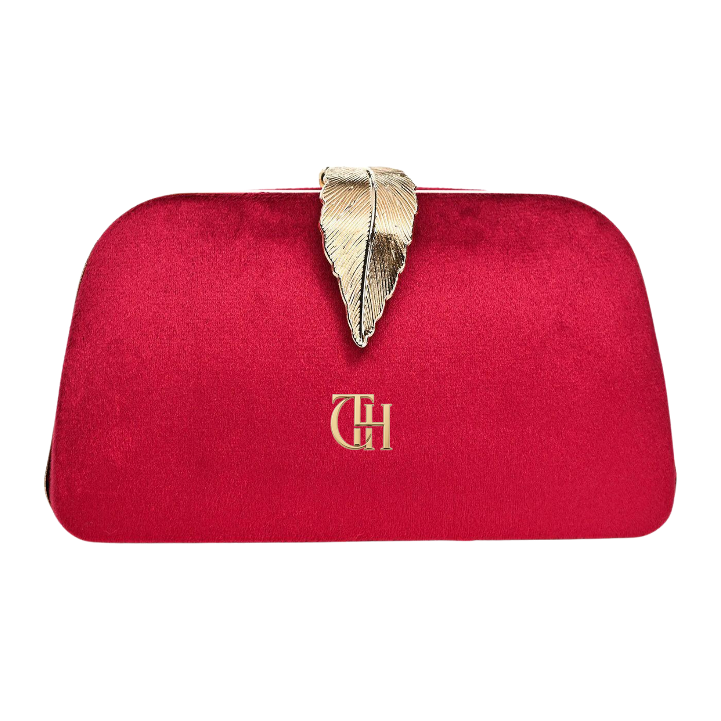 Mystic Velvet Clutch Maroon Evening Clutch with Gold Leaf Clasp