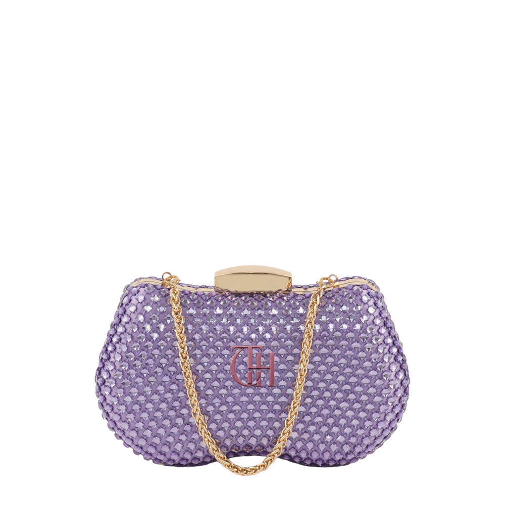 Purple Crystal Clutch Purse For Women