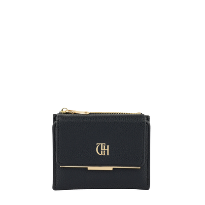 Women’s Black Soft Square Long Wallet with Wristlet Strap