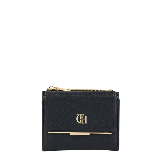 Women’s Black Soft Square Long Wallet with Wristlet Strap