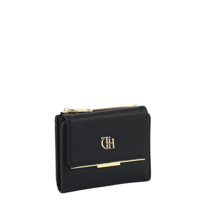 Women’s Black Soft Square Long Wallet with Wristlet Strap