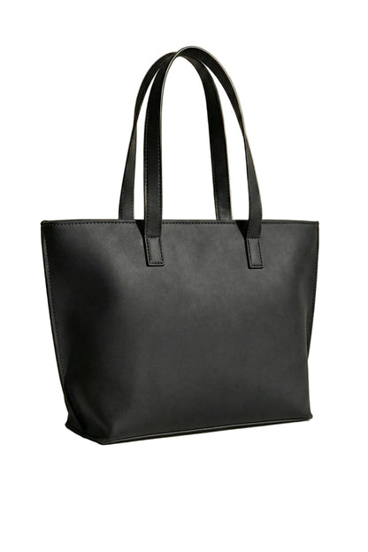 Alexa Messenger Tote Bag Black Structured Handbag with Zip Closure