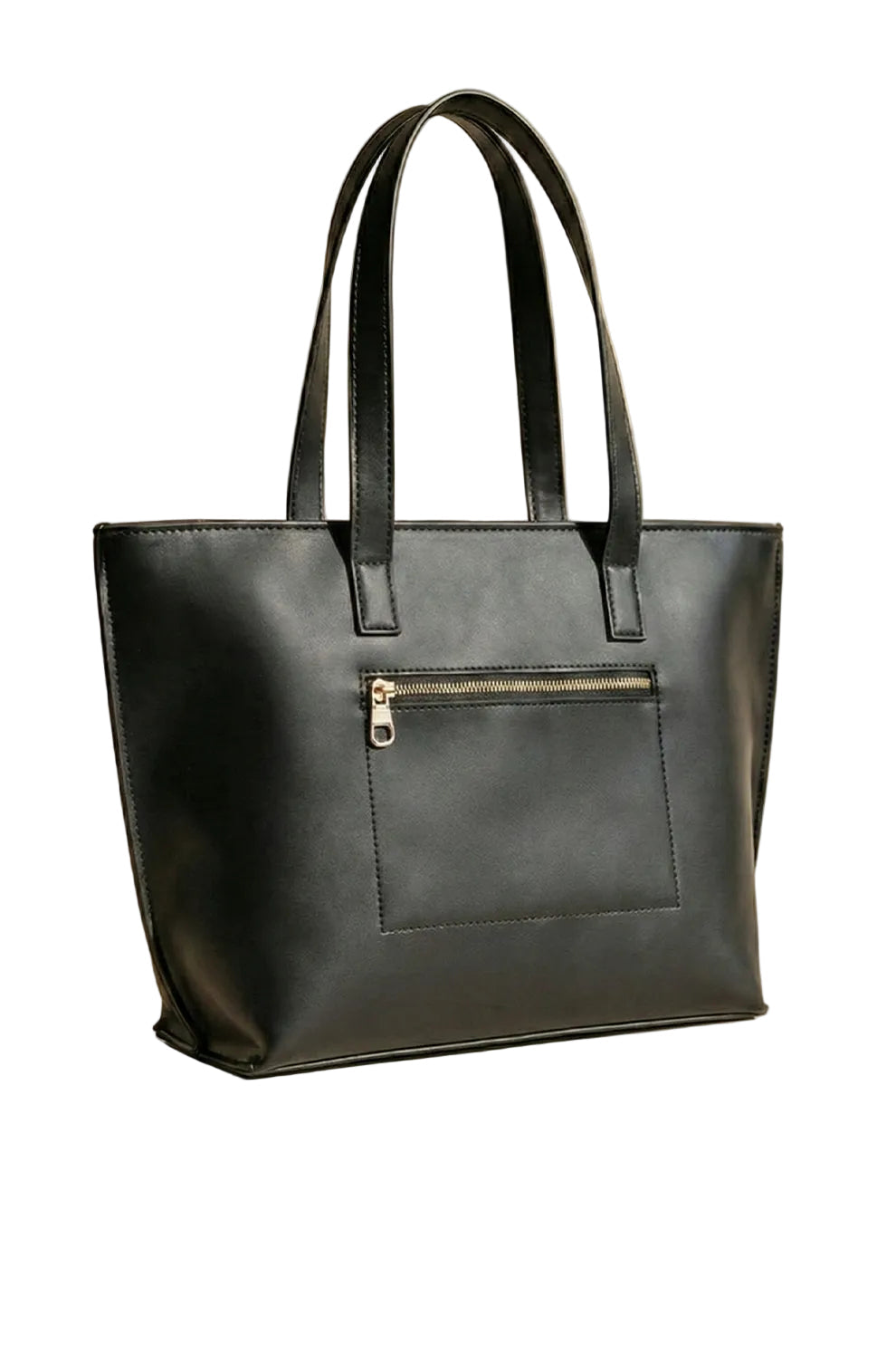 Alexa Messenger Tote Bag Black Structured Handbag with Zip Closure