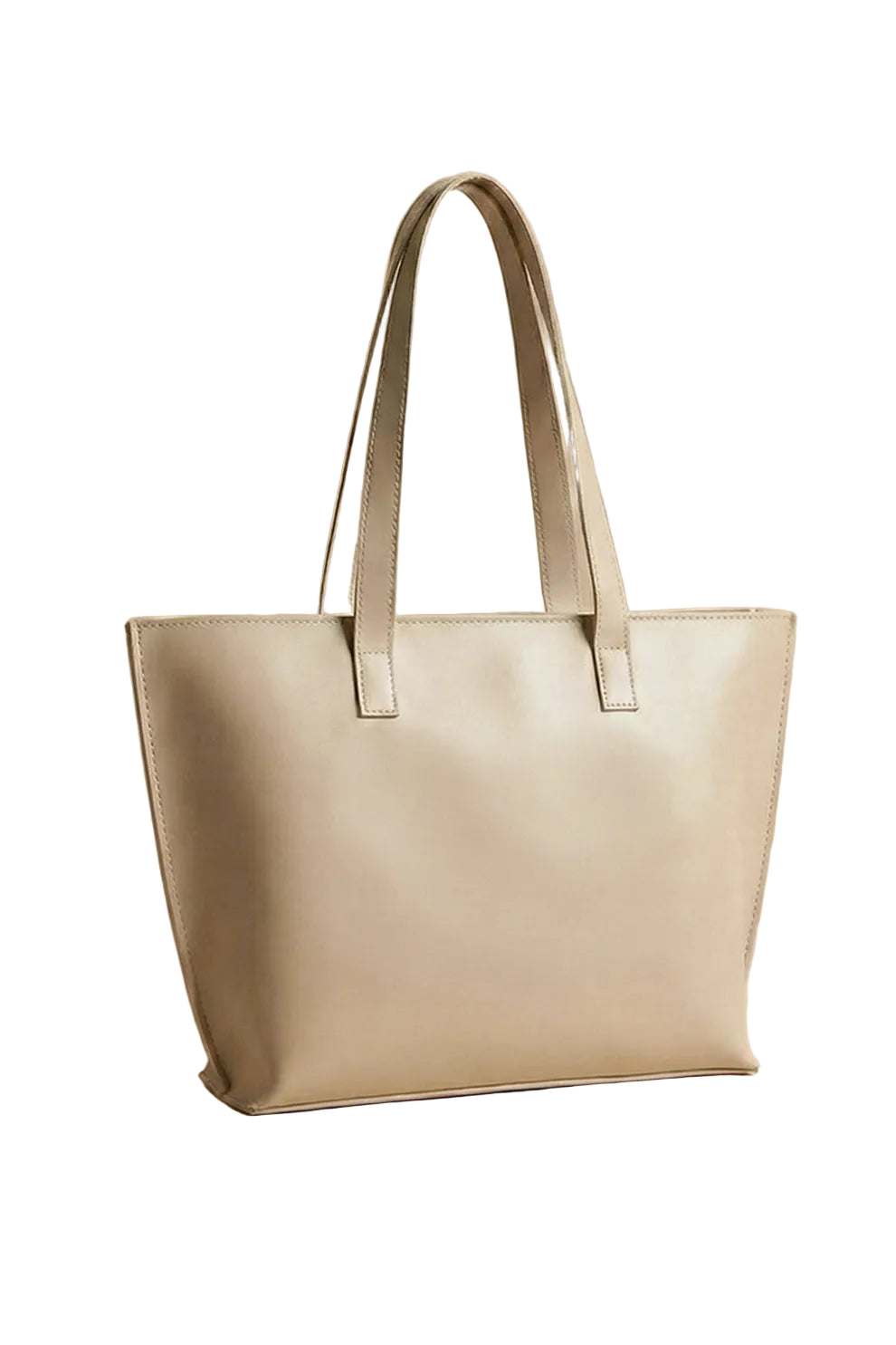 Alexa Messenger Tote Bag Beige Structured Handbag with Zip Closure