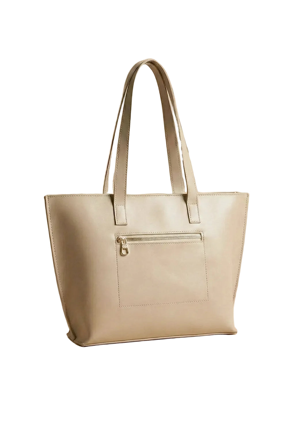 Alexa Messenger Tote Bag Beige Structured Handbag with Zip Closure