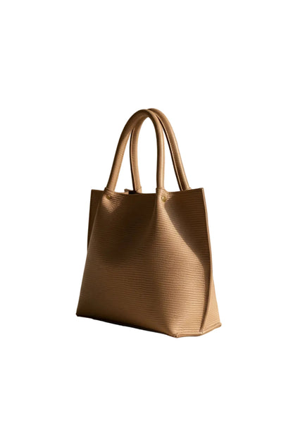 ArcLine Structured Tote Bag Beige Textured Handbag