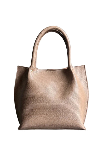 ArcLine Structured Tote Bag Beige Textured Handbag