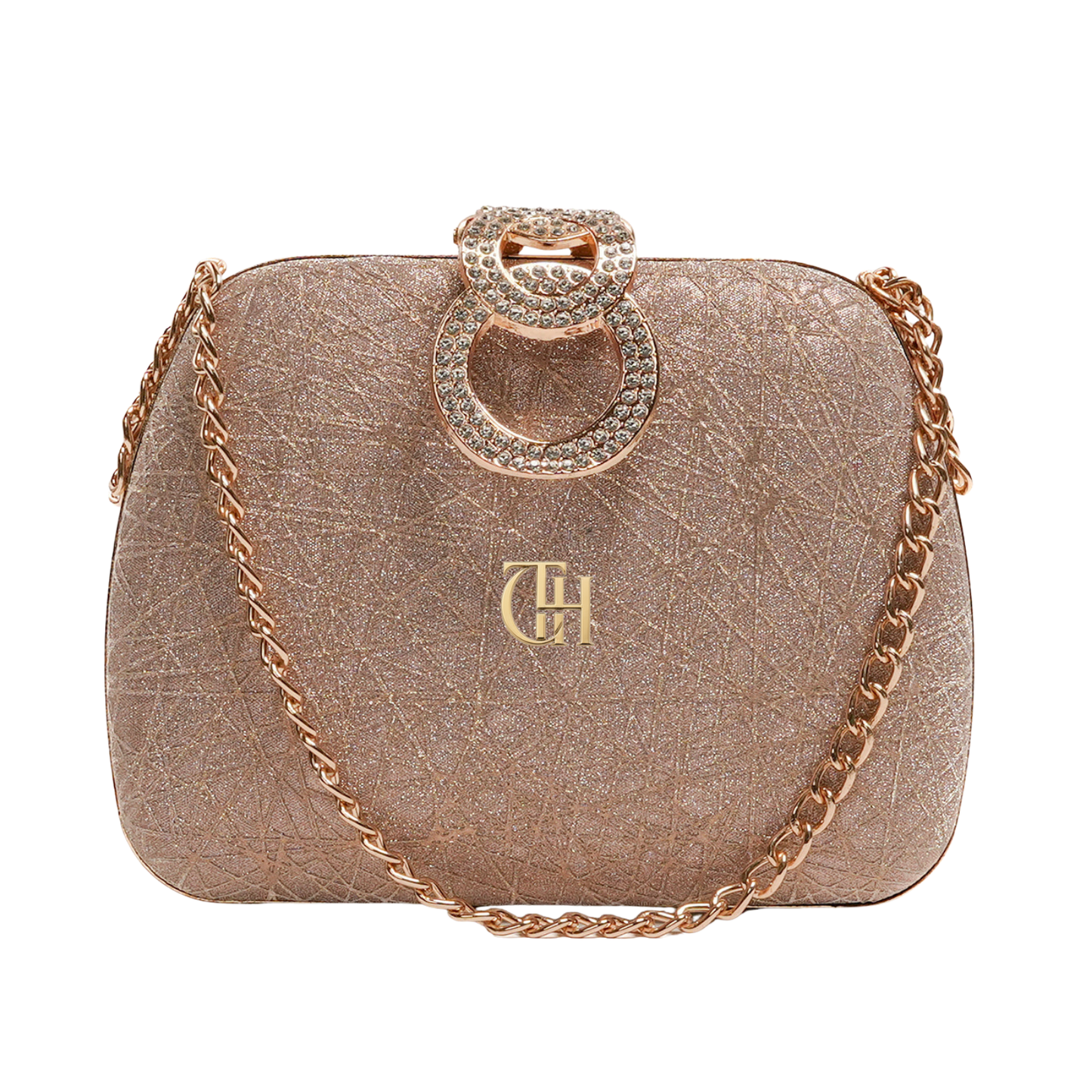 Celestial Clutch Golden Evening Bag with Chain Strap
