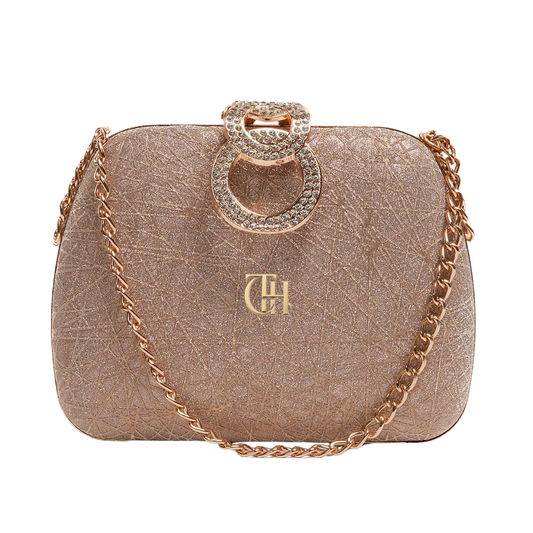Celestial Clutch Golden Evening Bag with Chain Strap