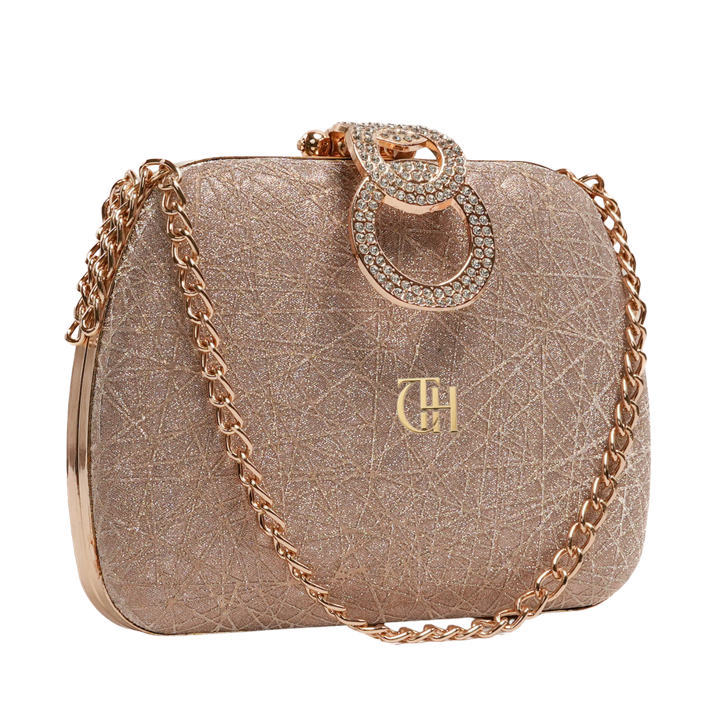 Celestial Clutch Golden Evening Bag with Chain Strap