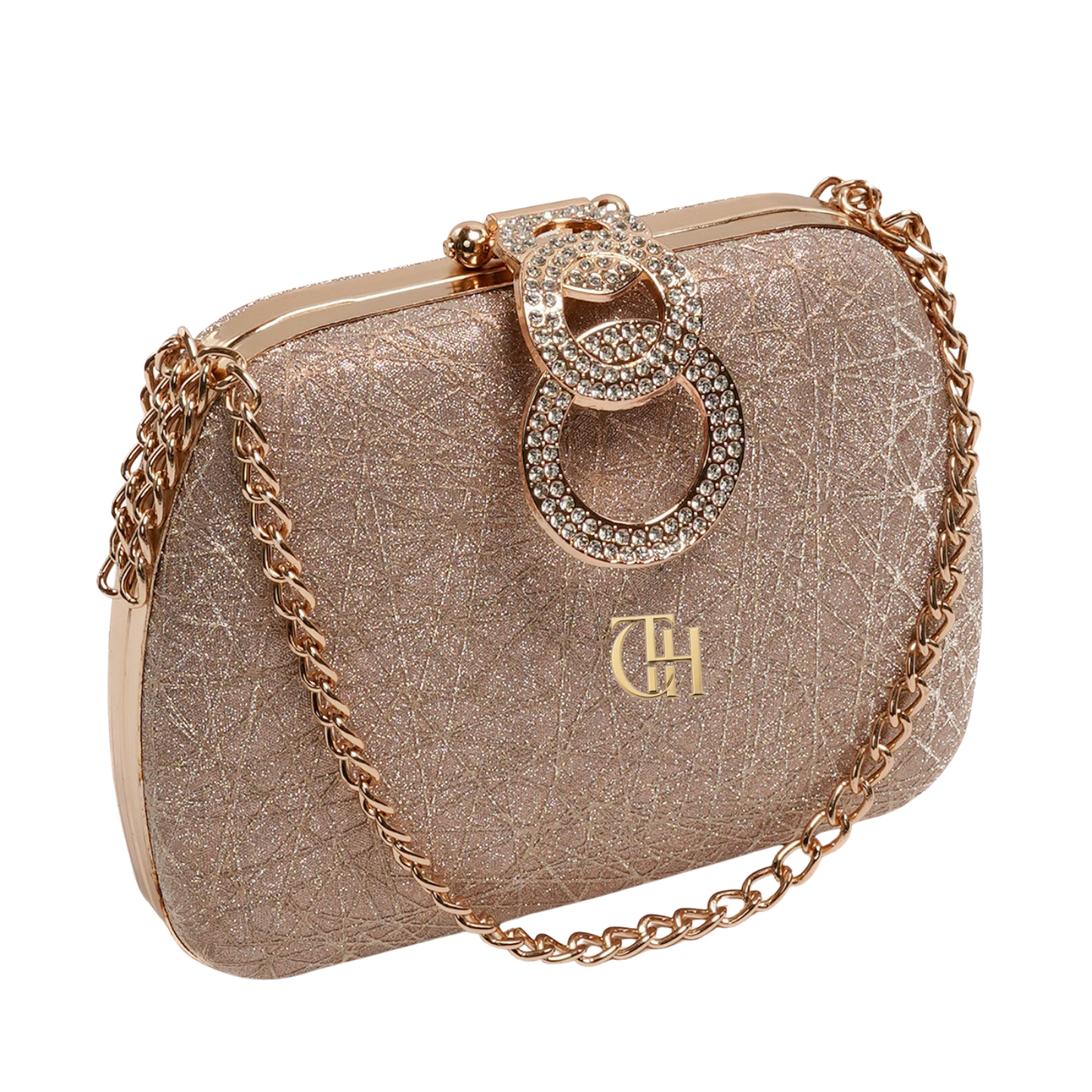 Celestial Clutch Golden Evening Bag with Chain Strap