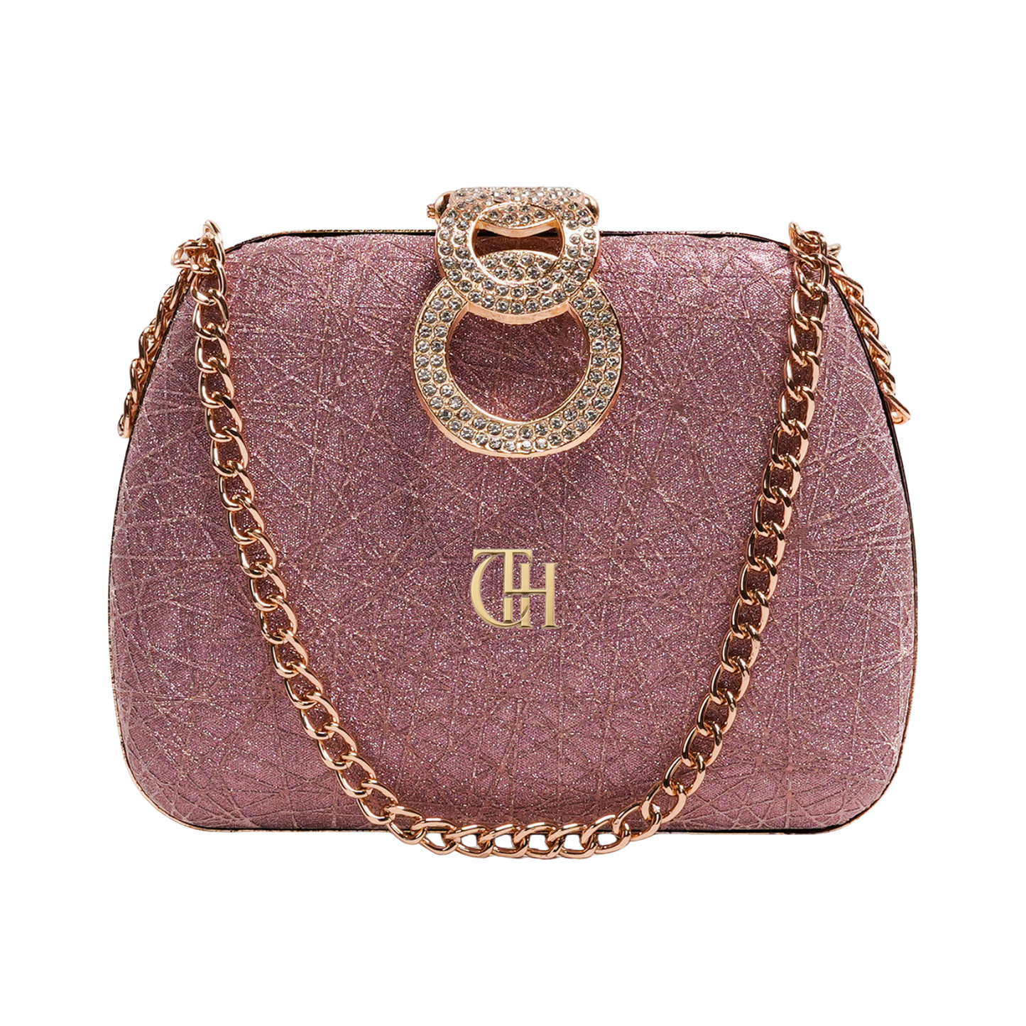 Celestial Clutch Pink Evening Bag with Chain Strap