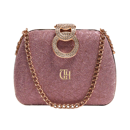 Celestial Clutch Pink Evening Bag with Chain Strap