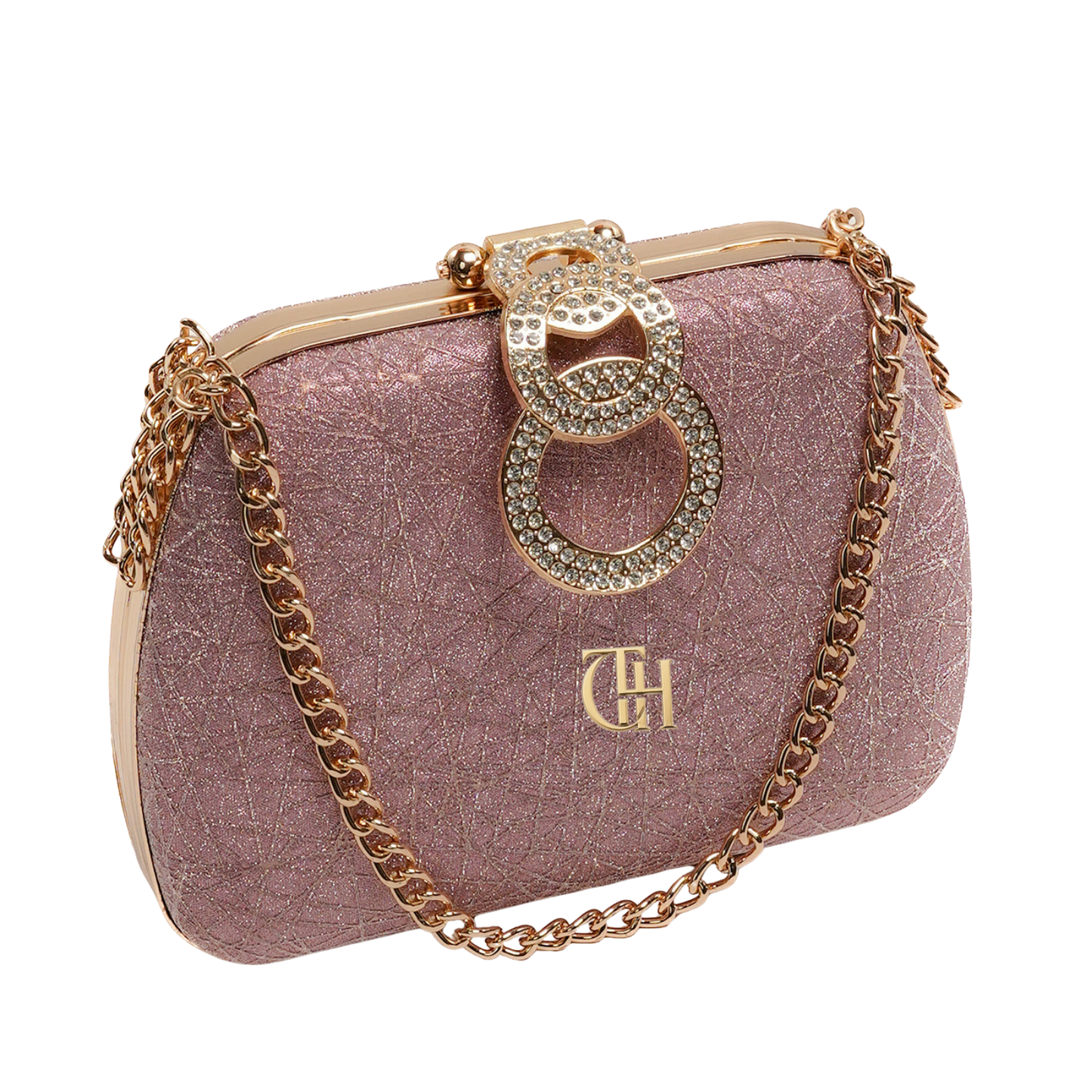 Celestial Clutch Pink Evening Bag with Chain Strap