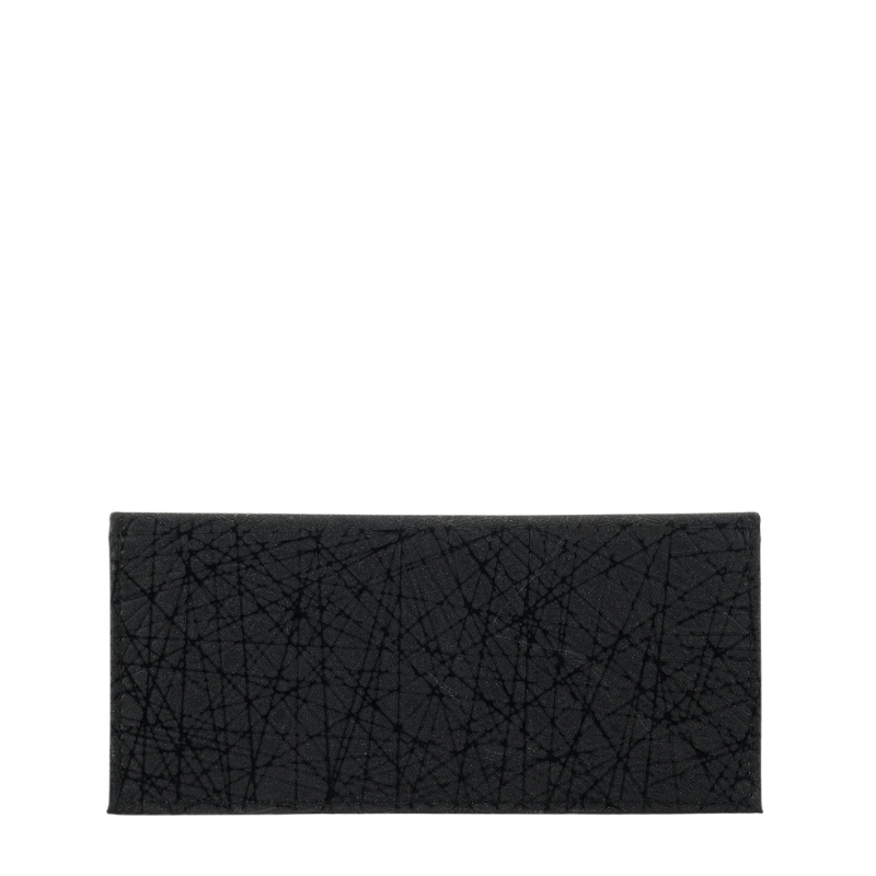 Crinkle Fold Black Continental Flap Clutch Wallet with Foil Texture Finish