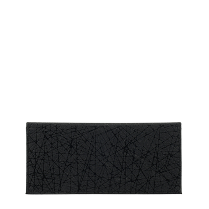 Crinkle Fold Black Continental Flap Clutch Wallet with Foil Texture Finish