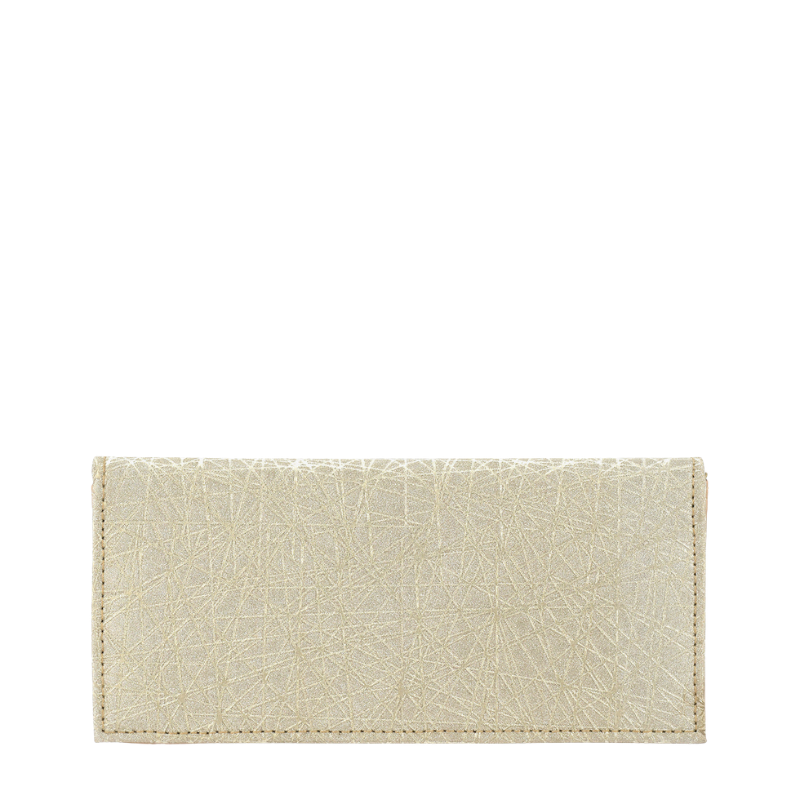 Crinkle Fold Golden Continental Flap Clutch Wallet with Textured Foil Finish