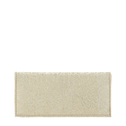 Crinkle Fold Golden Continental Flap Clutch Wallet with Textured Foil Finish