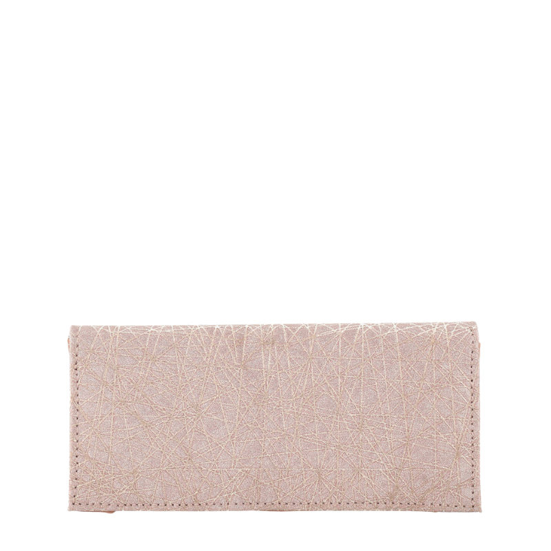 Crinkle Fold Pink Continental Flap Clutch Wallet with Crinkle Foil Texture