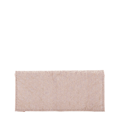 Crinkle Fold Pink Continental Flap Clutch Wallet with Crinkle Foil Texture