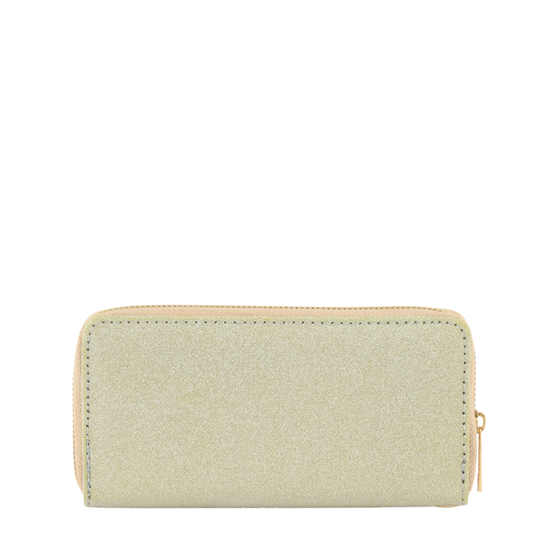 Golden Ease Shimmer Wristlet Wallet with Zip Closure