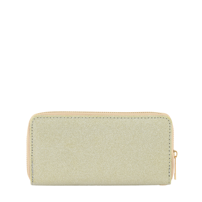 Golden Ease Shimmer Wristlet Wallet with Zip Closure