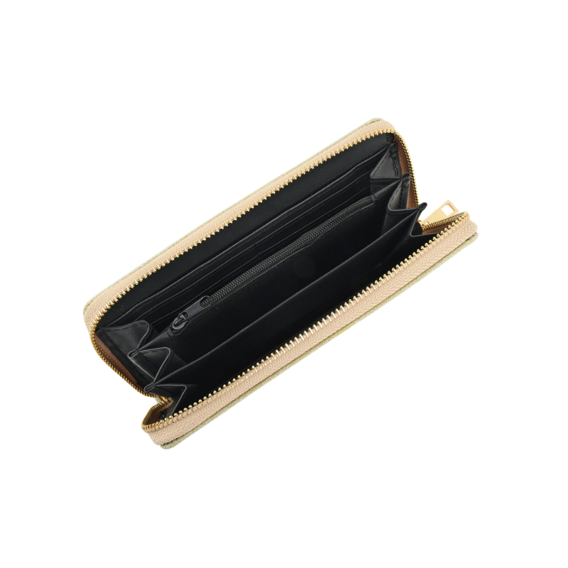 Golden Ease Shimmer Wristlet Wallet with Zip Closure