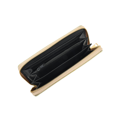 Golden Ease Shimmer Wristlet Wallet with Zip Closure