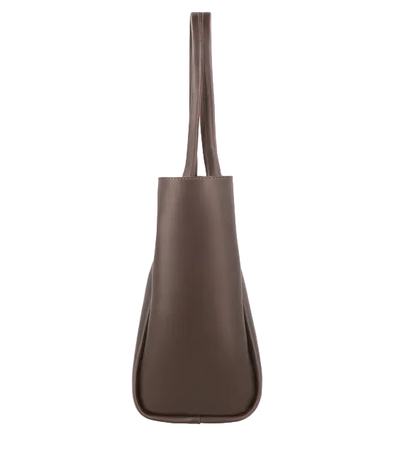 Pyramid Tote Bag Brown PU Leather Structured Handbag