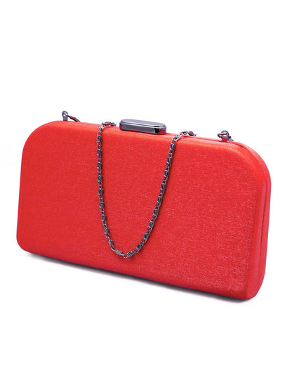 Red Hard Box Clutch Bag