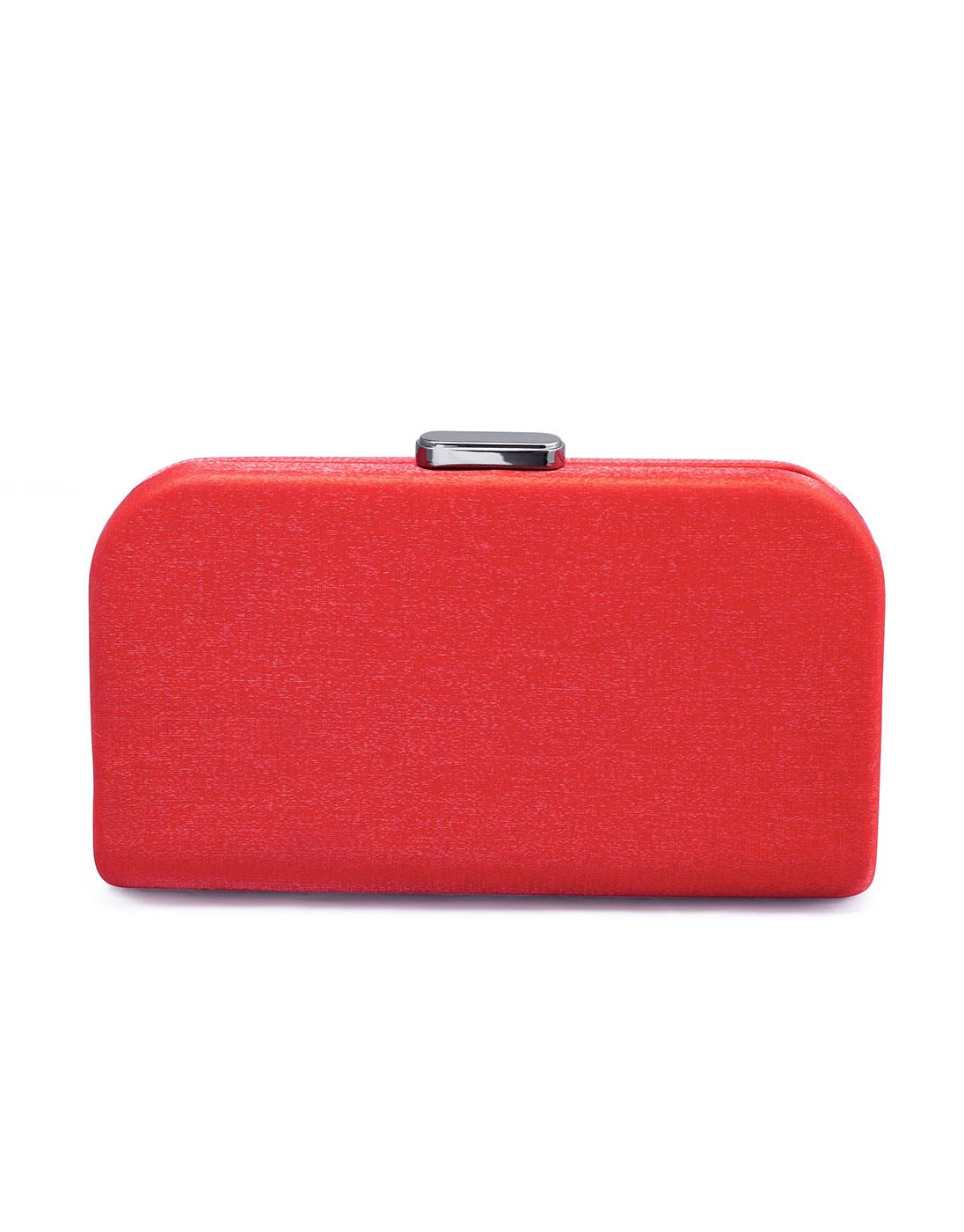 Red Hard Box Clutch Bag