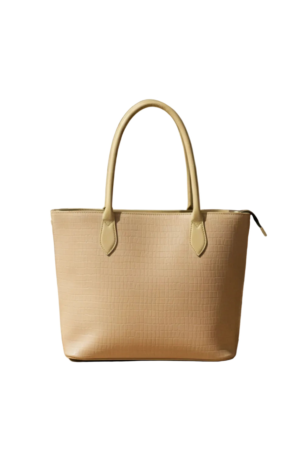 SwiftZip Tote Bag Beige Croc Textured Faux Leather Handbag