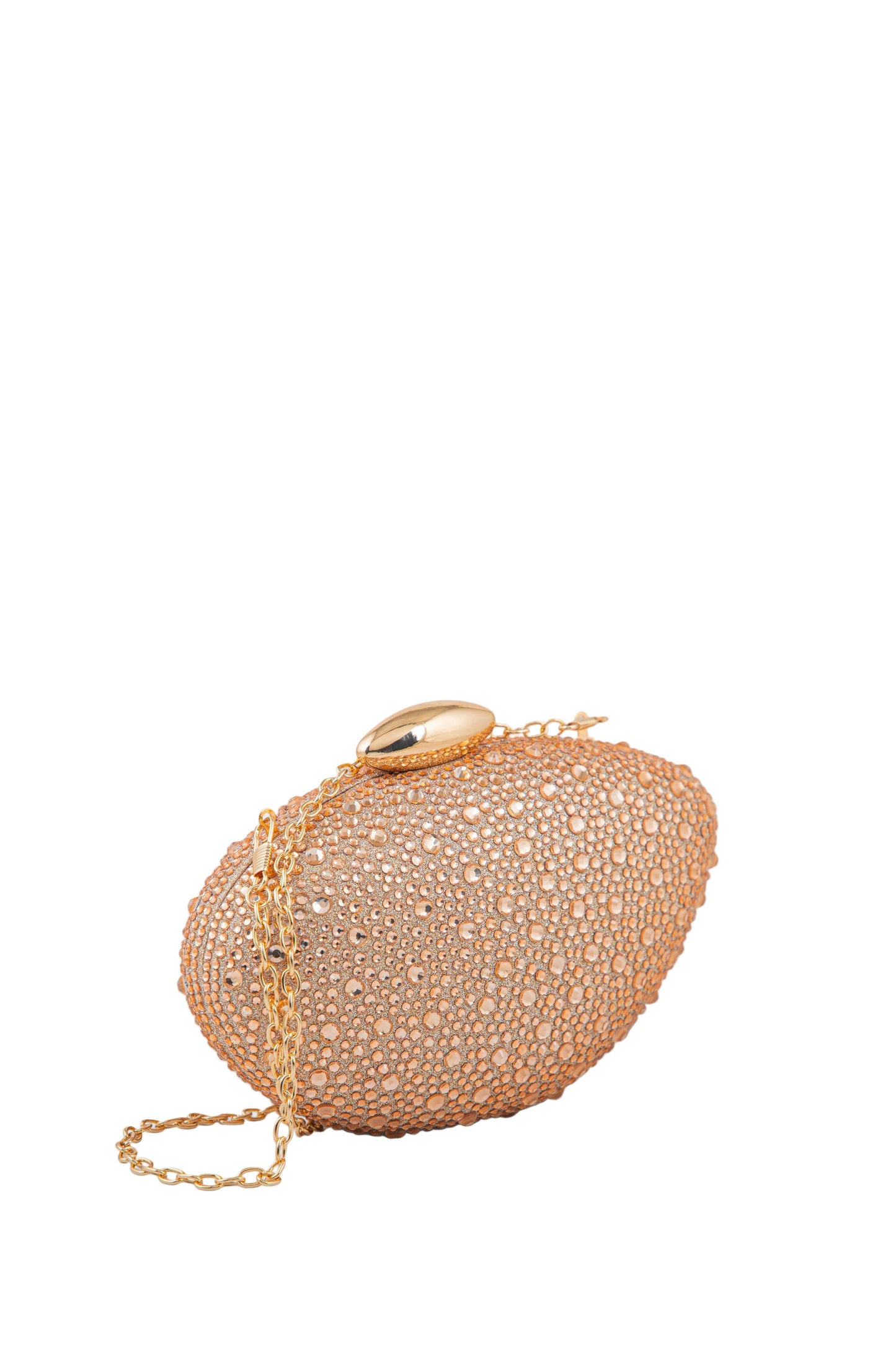 Women Rose Gold Party Wear Rhinestone Clutch Bag