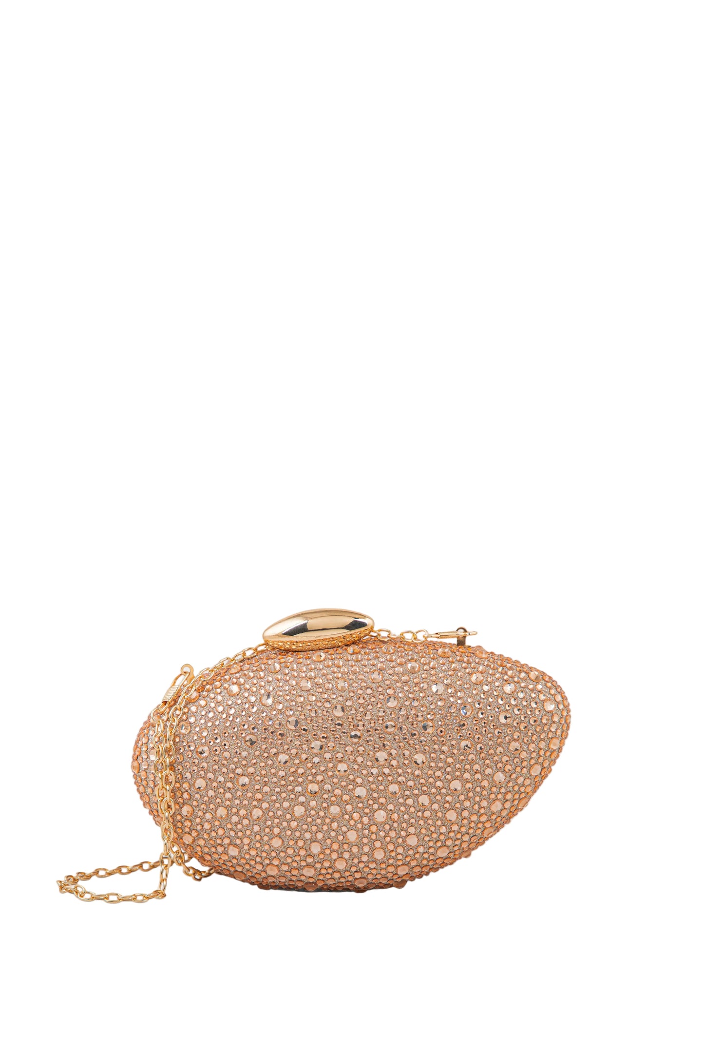 Women Rose Gold Party Wear Rhinestone Clutch Bag