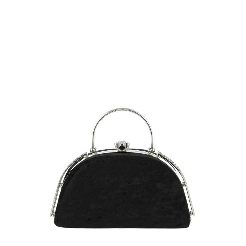 Womens Crown Grace Velvet Dome Clutch Bag with Crown Clasp
