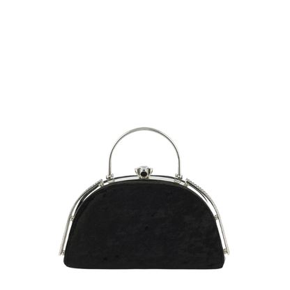Womens Crown Grace Velvet Dome Clutch Bag with Crown Clasp