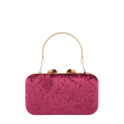 Womens Velour V Glam Pink Evening Clutch with Crystal Accent