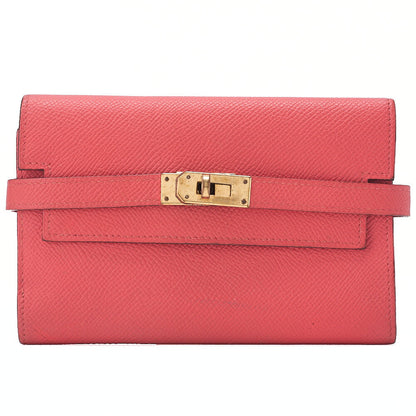 HERMES Hermes Kelly Wallet Medium 3-Fold Wallet Epson Pink Gold-Tone Hardware, Pre-Owned