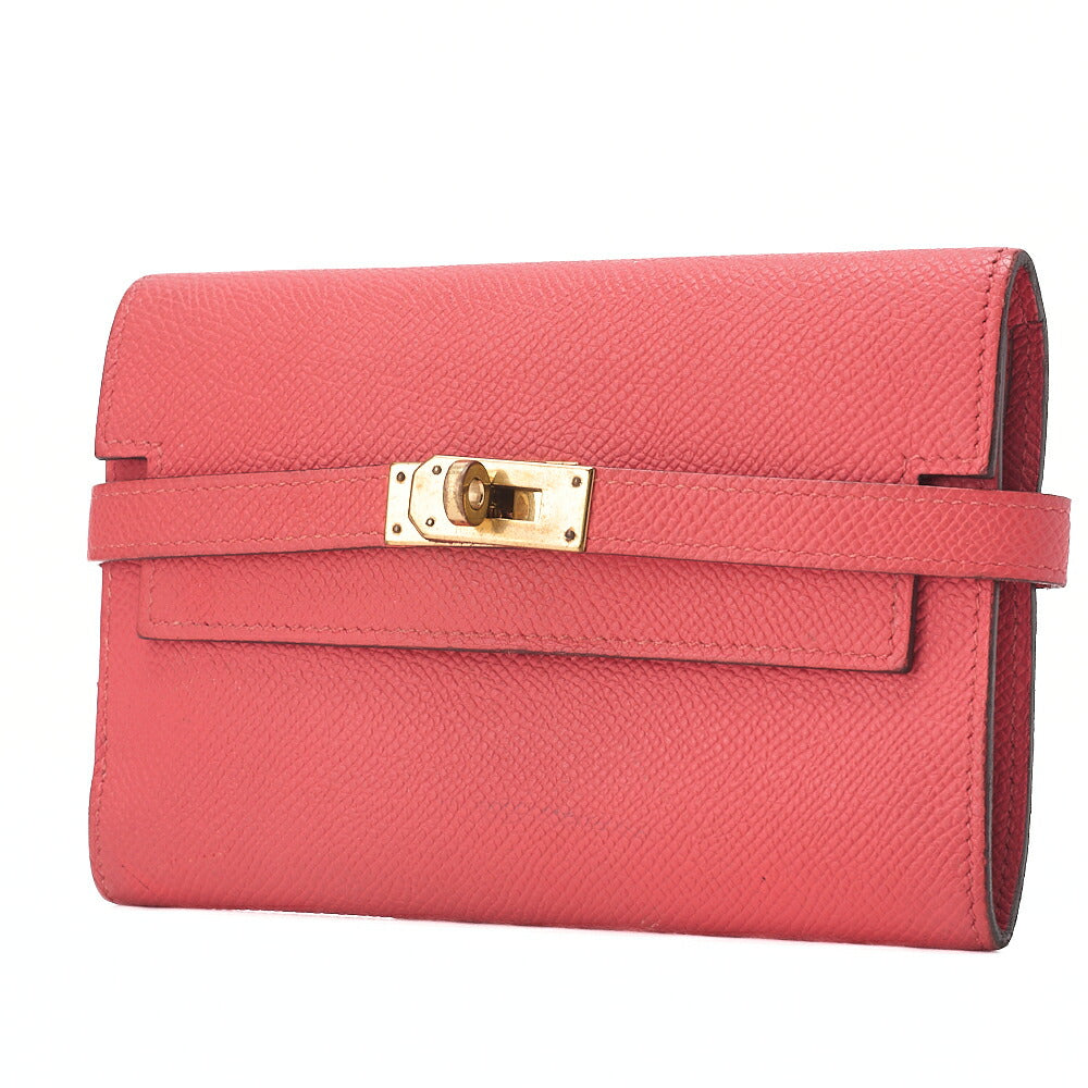 HERMES Hermes Kelly Wallet Medium 3-Fold Wallet Epson Pink Gold-Tone Hardware, Pre-Owned