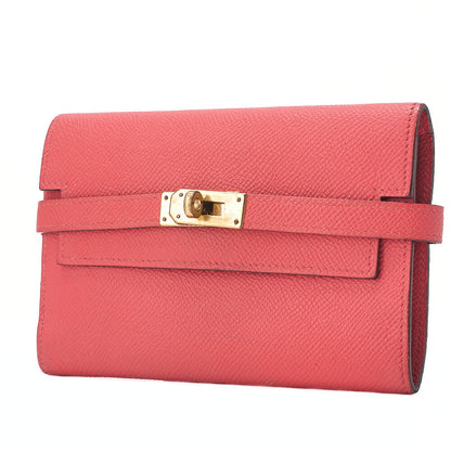 HERMES Hermes Kelly Wallet Medium 3-Fold Wallet Epson Pink Gold-Tone Hardware, Pre-Owned
