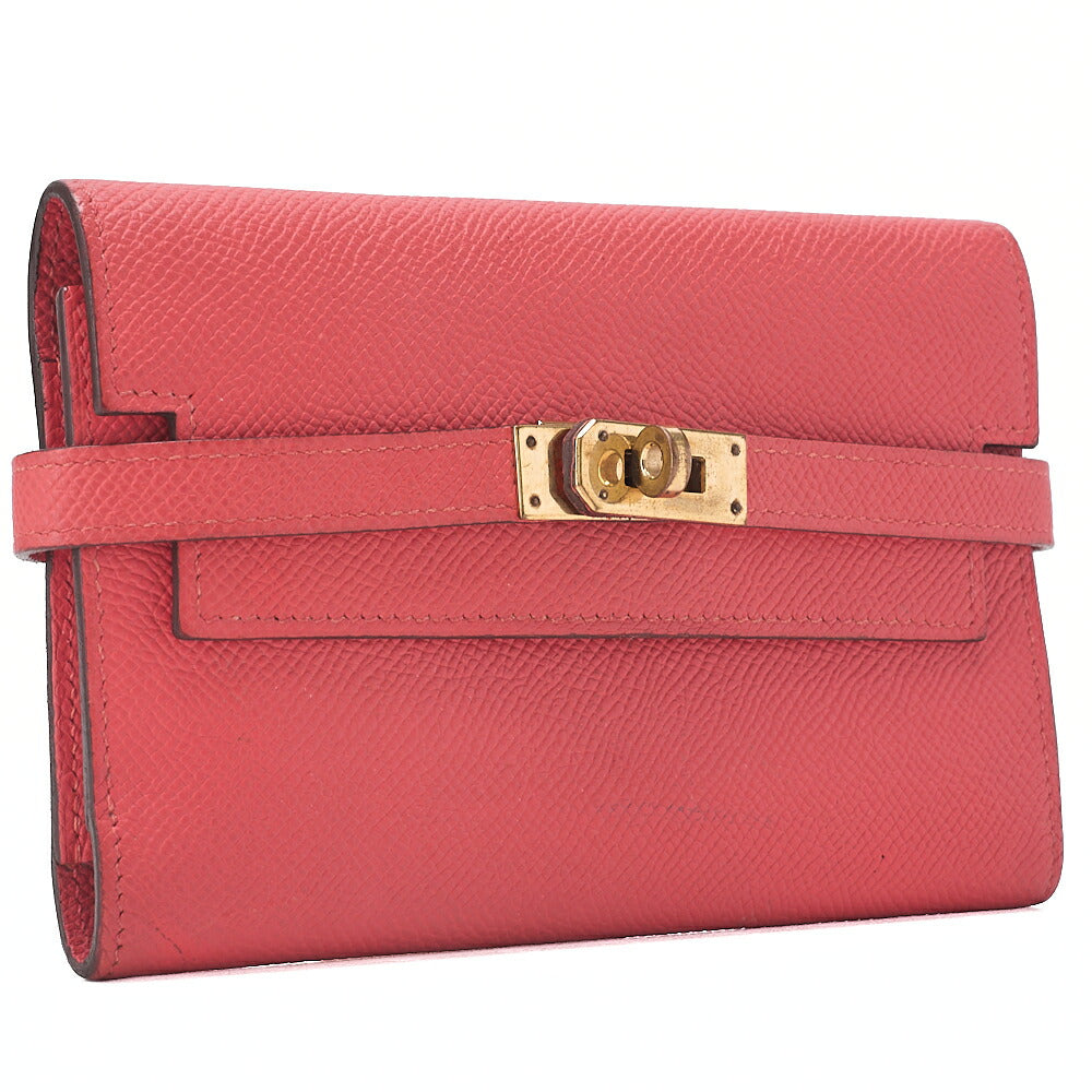HERMES Hermes Kelly Wallet Medium 3-Fold Wallet Epson Pink Gold-Tone Hardware, Pre-Owned