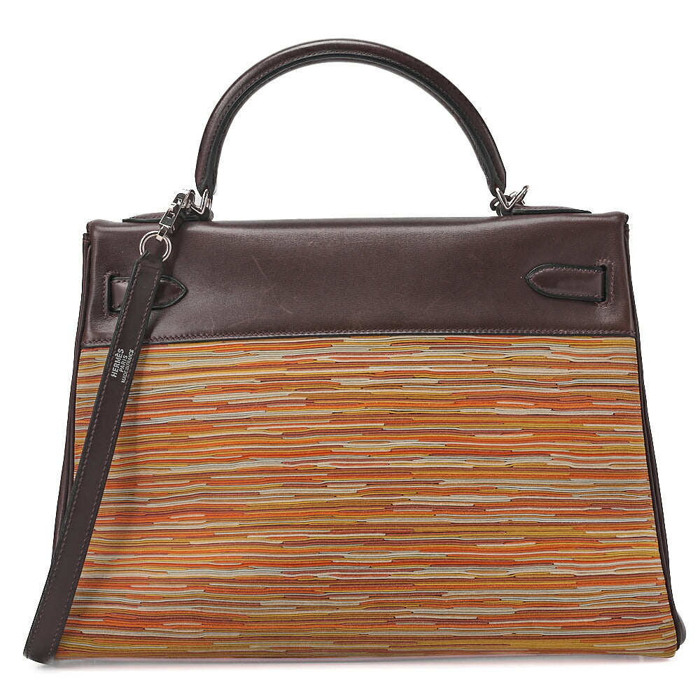 HERMES Kelly 32 Handbag Inseam Vibrato x Gulliver 2way Brown x Multicolor Silver-Tone Hardware, Pre-Owned