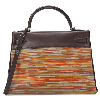 HERMES Kelly 32 Handbag Inseam Vibrato x Gulliver 2way Brown x Multicolor Silver-Tone Hardware, Pre-Owned
