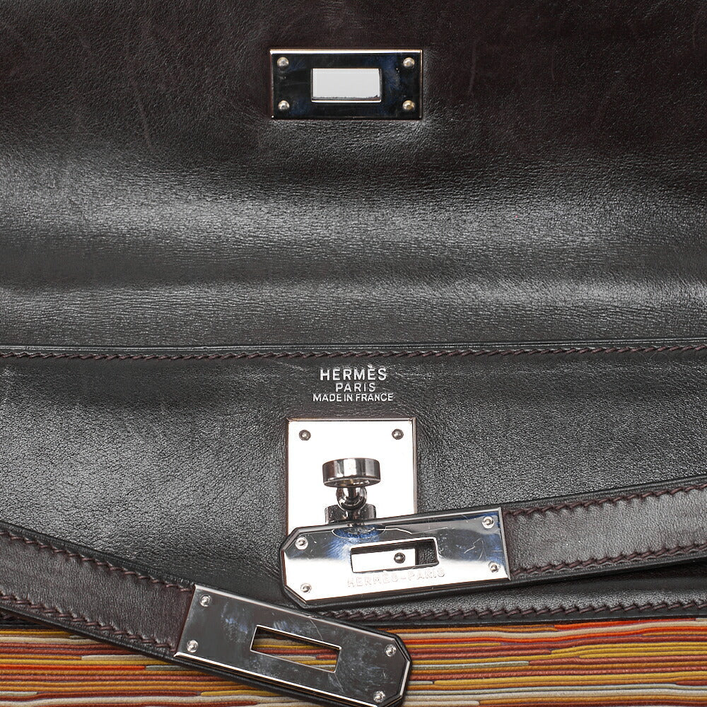 HERMES Kelly 32 Handbag Inseam Vibrato x Gulliver 2way Brown x Multicolor Silver-Tone Hardware, Pre-Owned